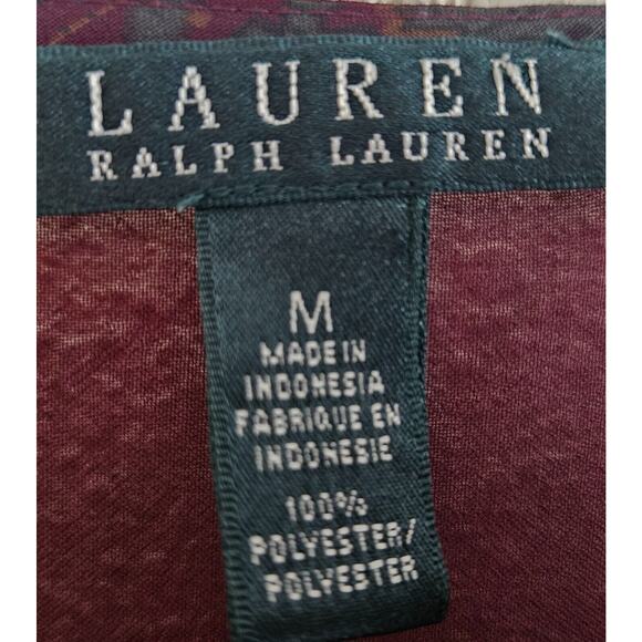 LAUREN RALPH LAUREN Women's M Blouse Boatneck Paisley Semi Sheer Long Sleeve 38" - Picture 3 of 6